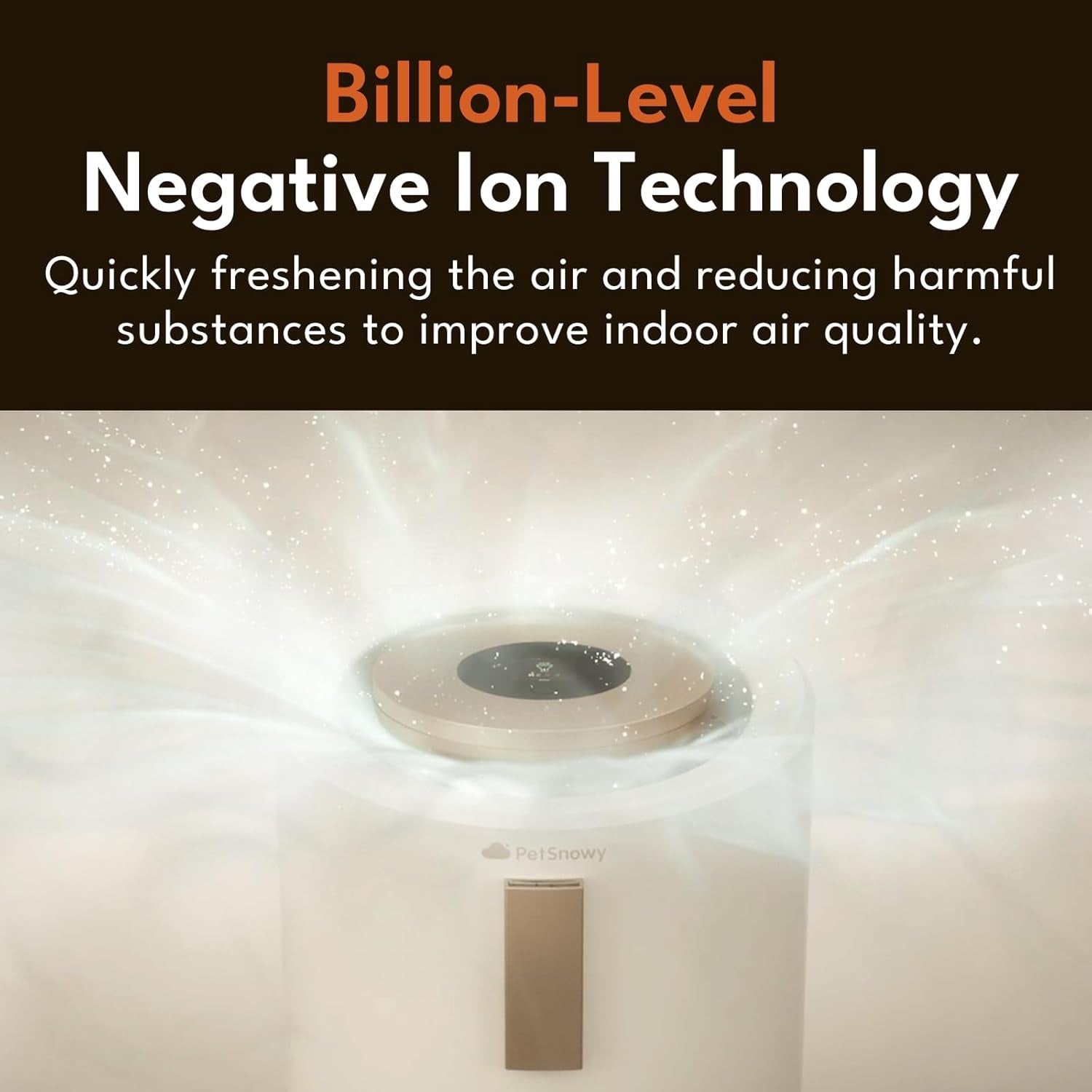 PetSnowy Smart Air Purifier for Pets, Advanced TiO2 Odor Removal,320-540 ft² Coverage, TVOC Air Quality Detection, H13 Filter with Magnetic Replacement, Quiet 18-64dB